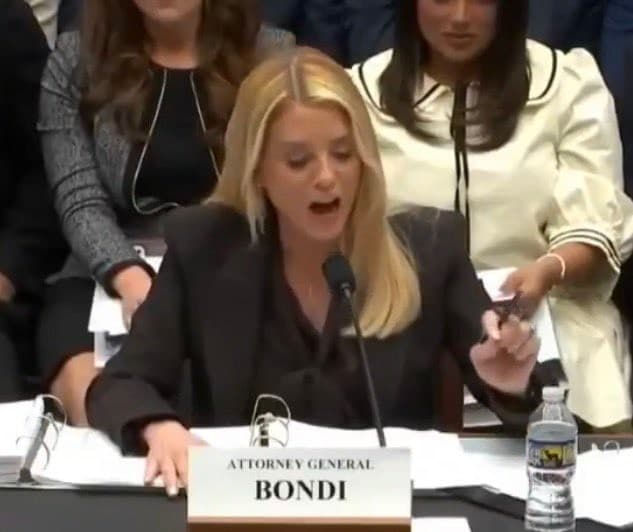 Pam Bondi screaming "The DOW is over 50000"