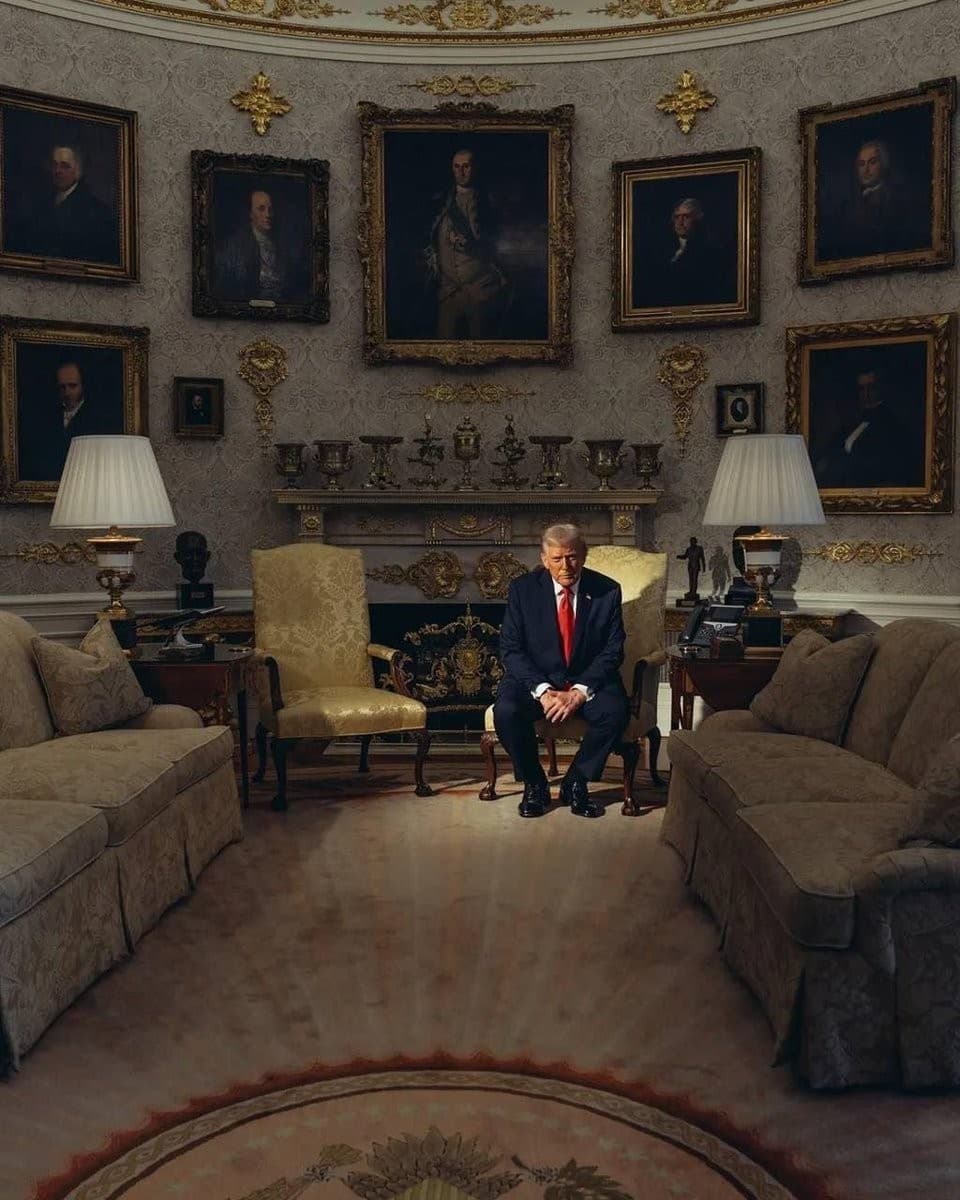 President Trump seated in the Oval Office