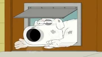 Brian Griffin Squeezing Through a Dog Door