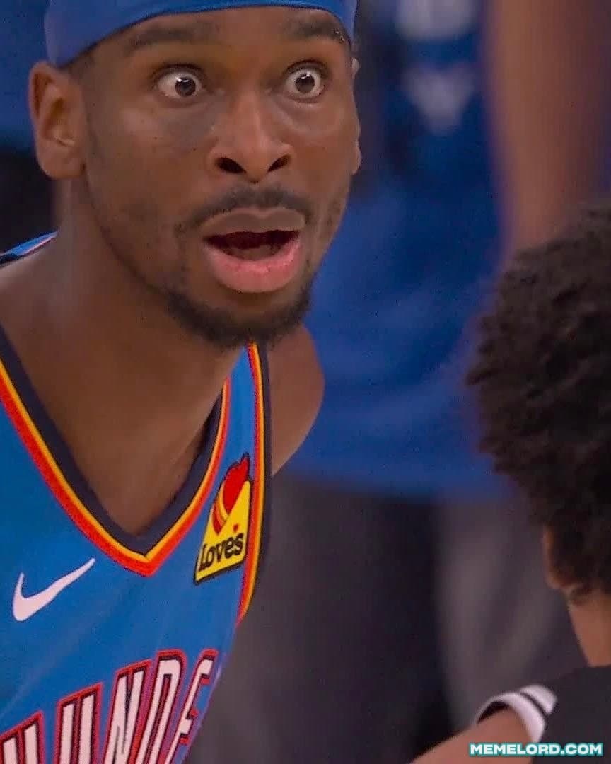 SGA's wide eyed reaction - NBA finals meme template