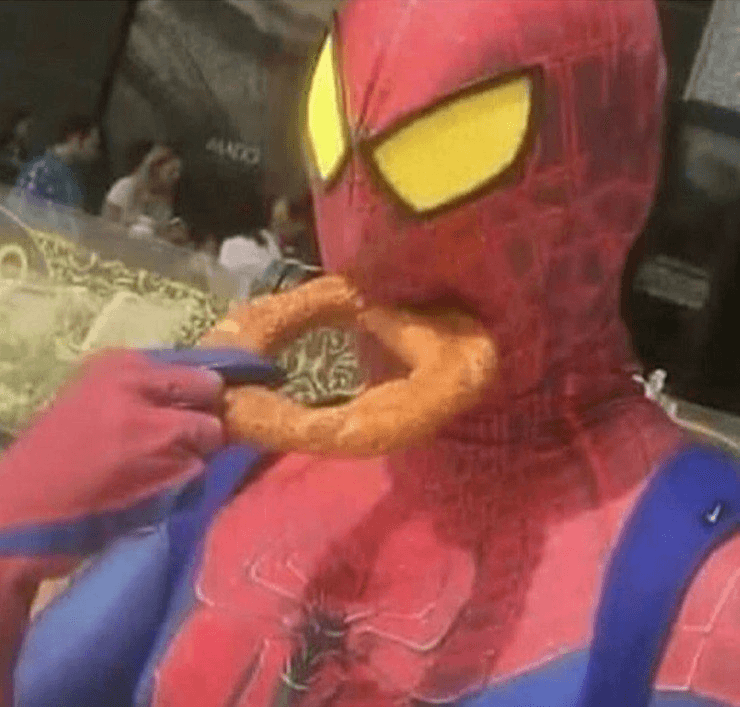 Spider-Man Eating a Donut