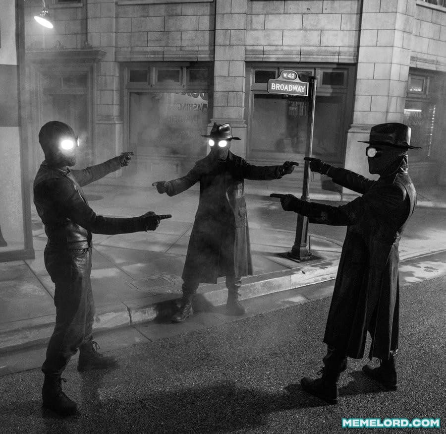 Spider-Noir finger pointing meme template