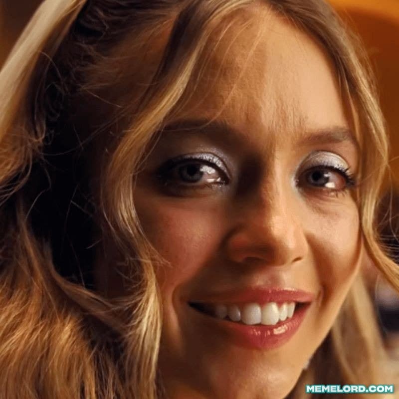 Sydney Sweeney Pain smile - 'Euphoria' meme template