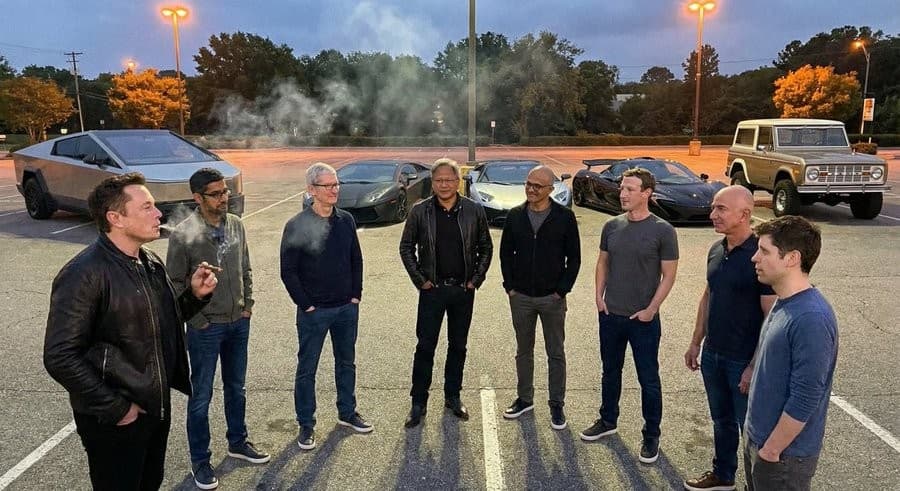 Tech CEOs hanging out AI generated
