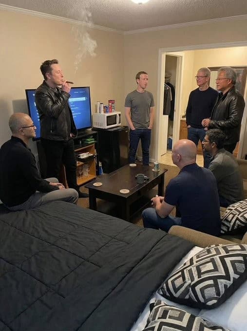 Tech leaders hanging out in a room