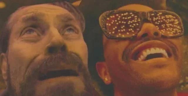 The Weeknd and Willem dafoe looking up Meme Template