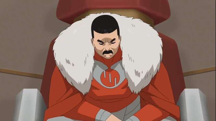 Thragg sitting on his throne - 'Invincible S4' meme template