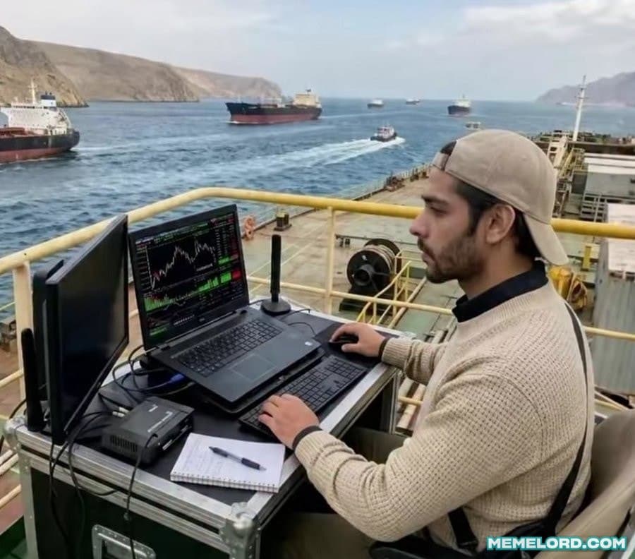Trading setup at the Strait of Hormuz meme template