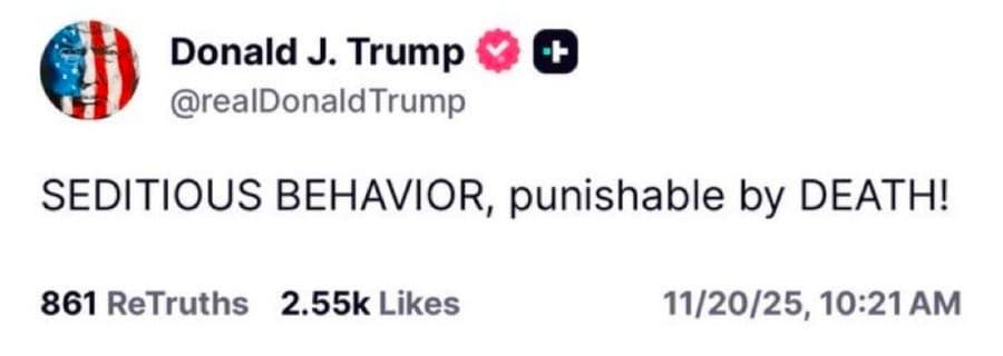 Trump tweet "Punishable by death"