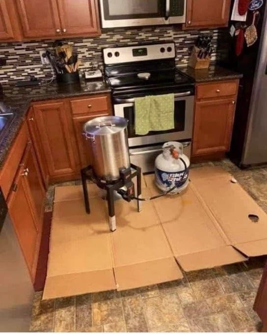 Turkey fryer indoors