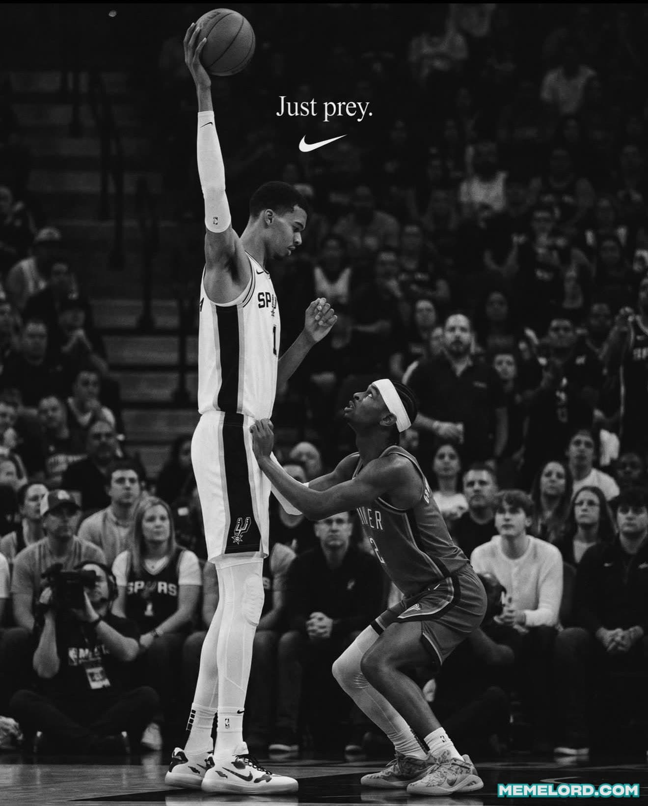 Wemby x Nike fan made ad "Just Prey" meme template