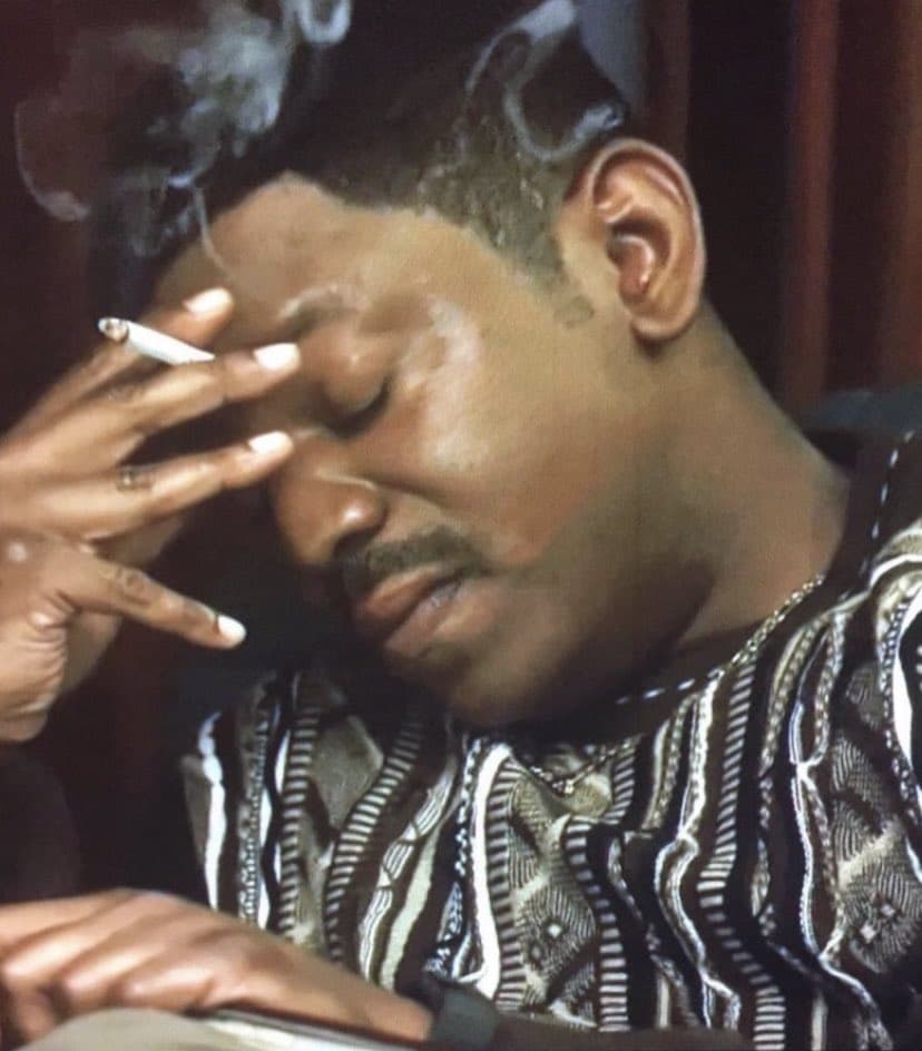 Stressed Man Smoking a Cigarette