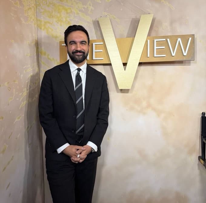 Zohran Mamdani on The View's set meme template