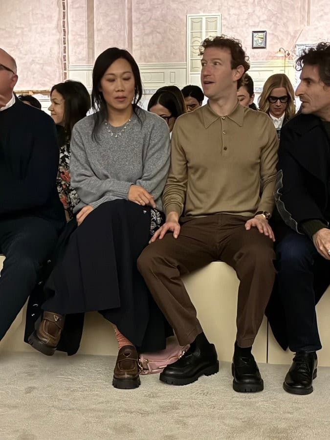 Zuck in the front row for Prada at Milan Fashion Week