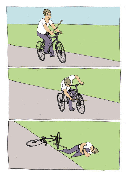 Bike Fall / Baton Roue Meme Template