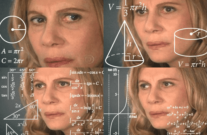 Math Lady Calculating Meme Template