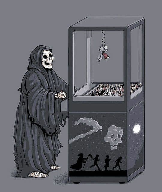 Grim Reaper Claw Machine meme template image.