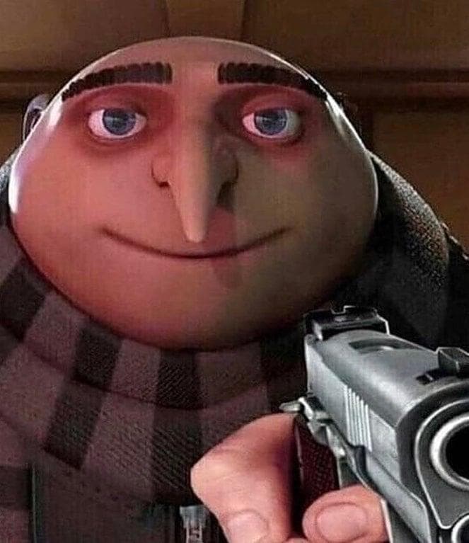 Gru Pointing Gun meme template image.
