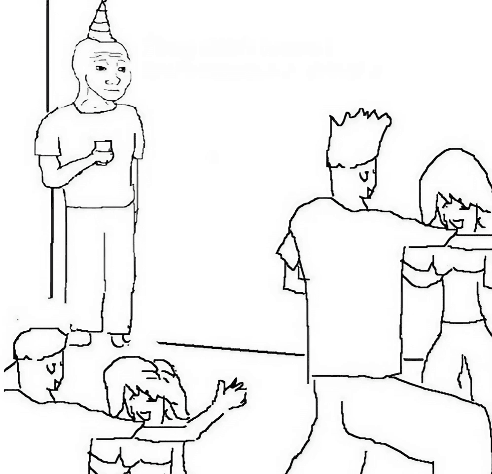 Guy In Corner Of Party Meme Template
