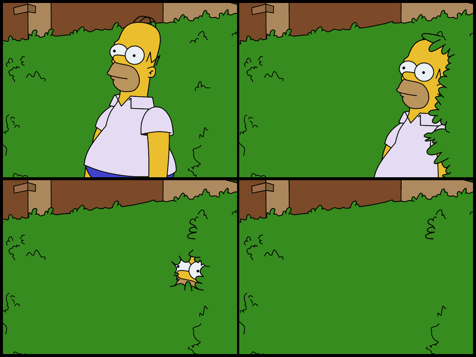 Homer Backs Into Bush Meme Template