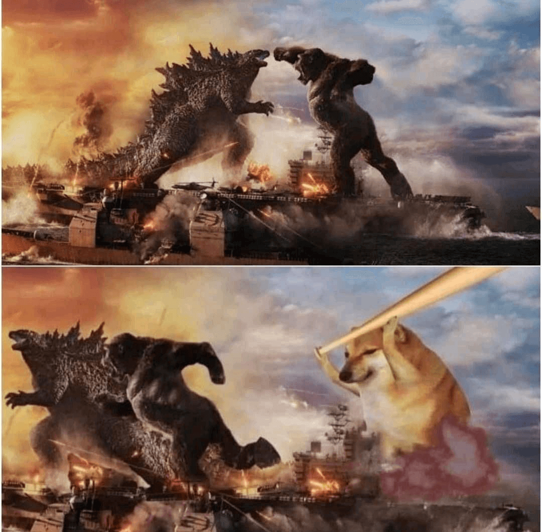 Godzilla Vs Kong Meets Doge With A Bat