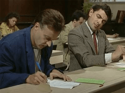 Mr Bean Copying Exam Meme Template