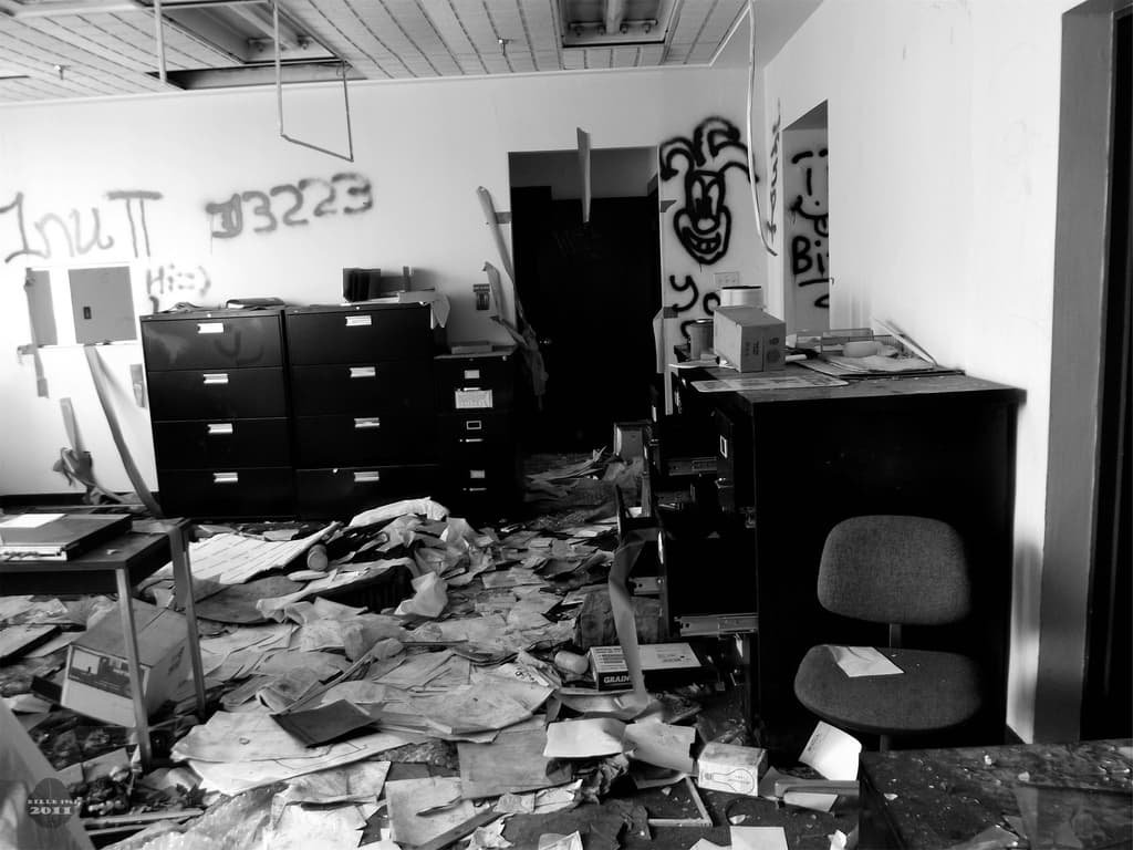 Office chaos meme template image.