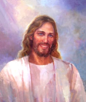 Smiling Jesus meme template image.