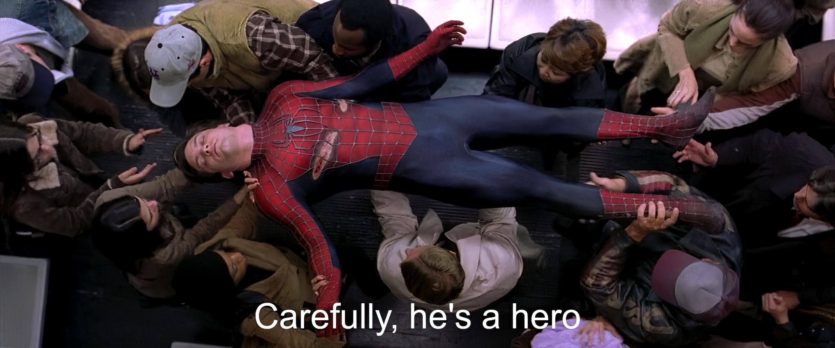 Create Spiderman carefully, he_s a hero Meme Online Meme Template