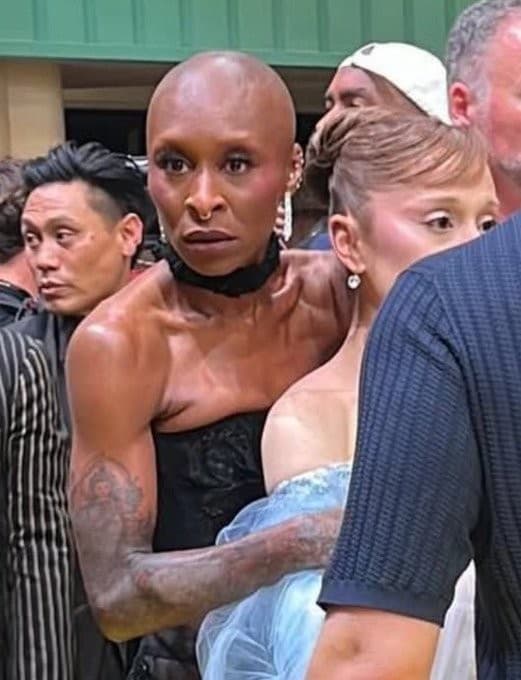 Cynthia Erivo protecting Ariana Grande from a ‘Wicked: For Good’ premiere attendee meme template