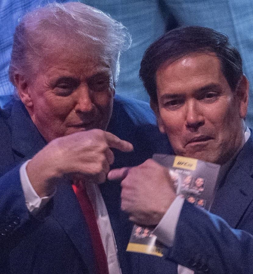 Donald Trump and Marco Rubio pointing at each other - #UFC327
