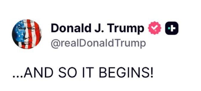 Donald Trump "and so it begins"