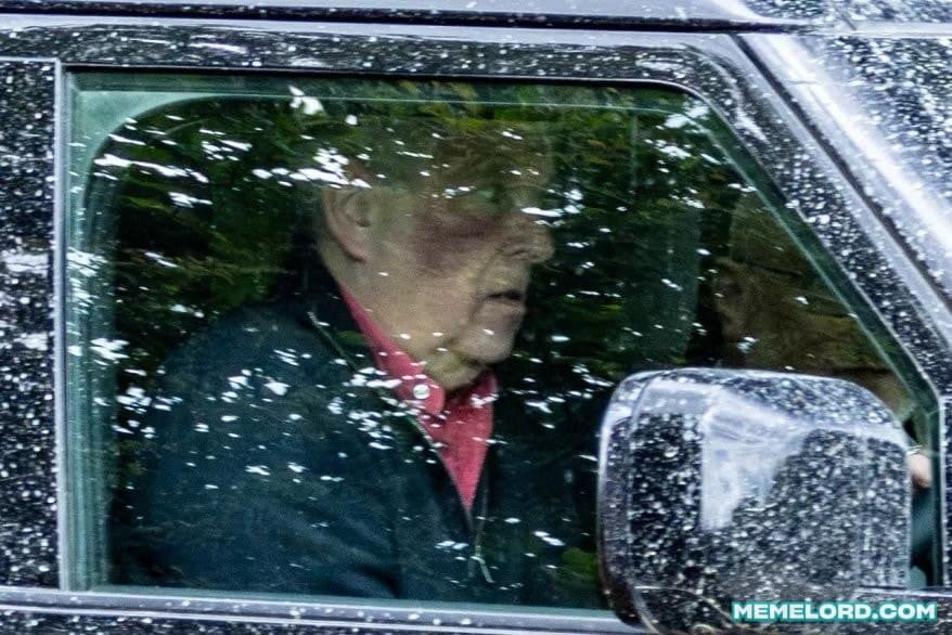 Former Prince Andrew in a car with a large bruise on his face meme template