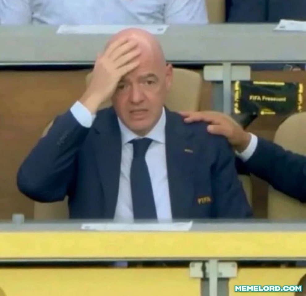 Gianni Infantino hand on his head - FIFA World Cup meme template