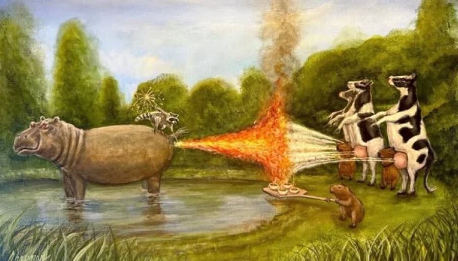 Hippo fart milk battle