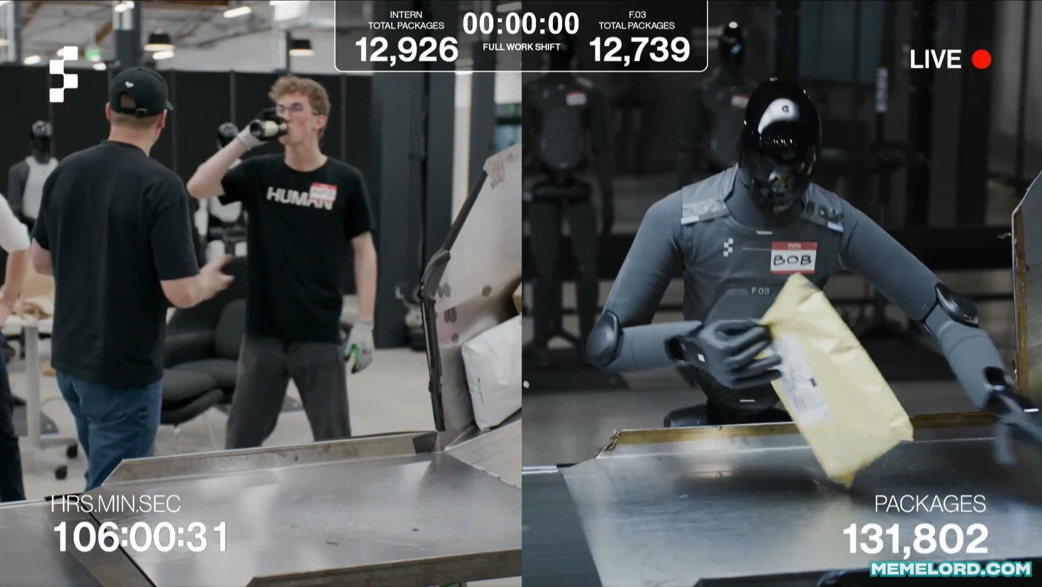 Human vs Figure Robot (Human Wins) meme template