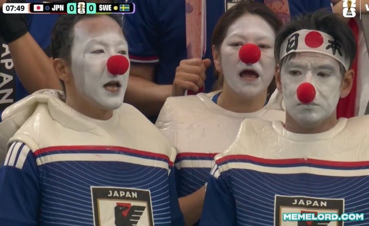 Japanese fans in clown makeup - FIFA World Cup meme template
