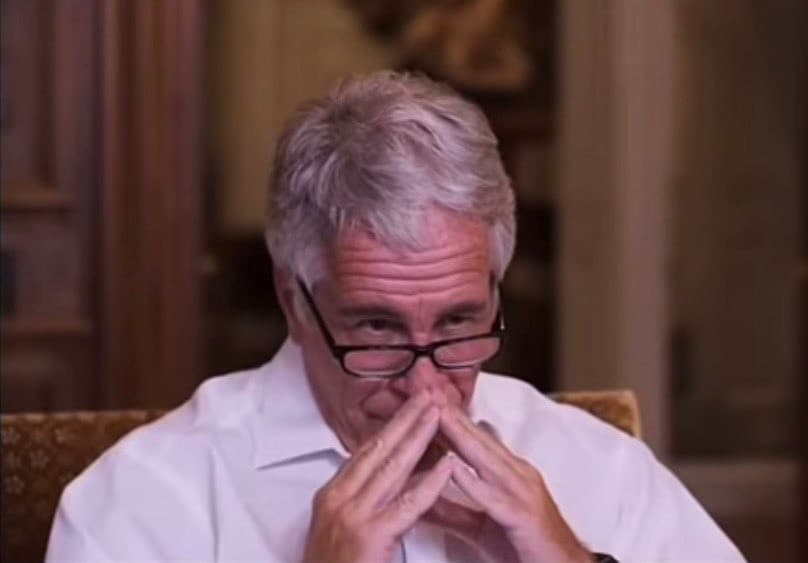 Jeffrey Epstein Steeple hand gesture in a interview with Bannon meme template