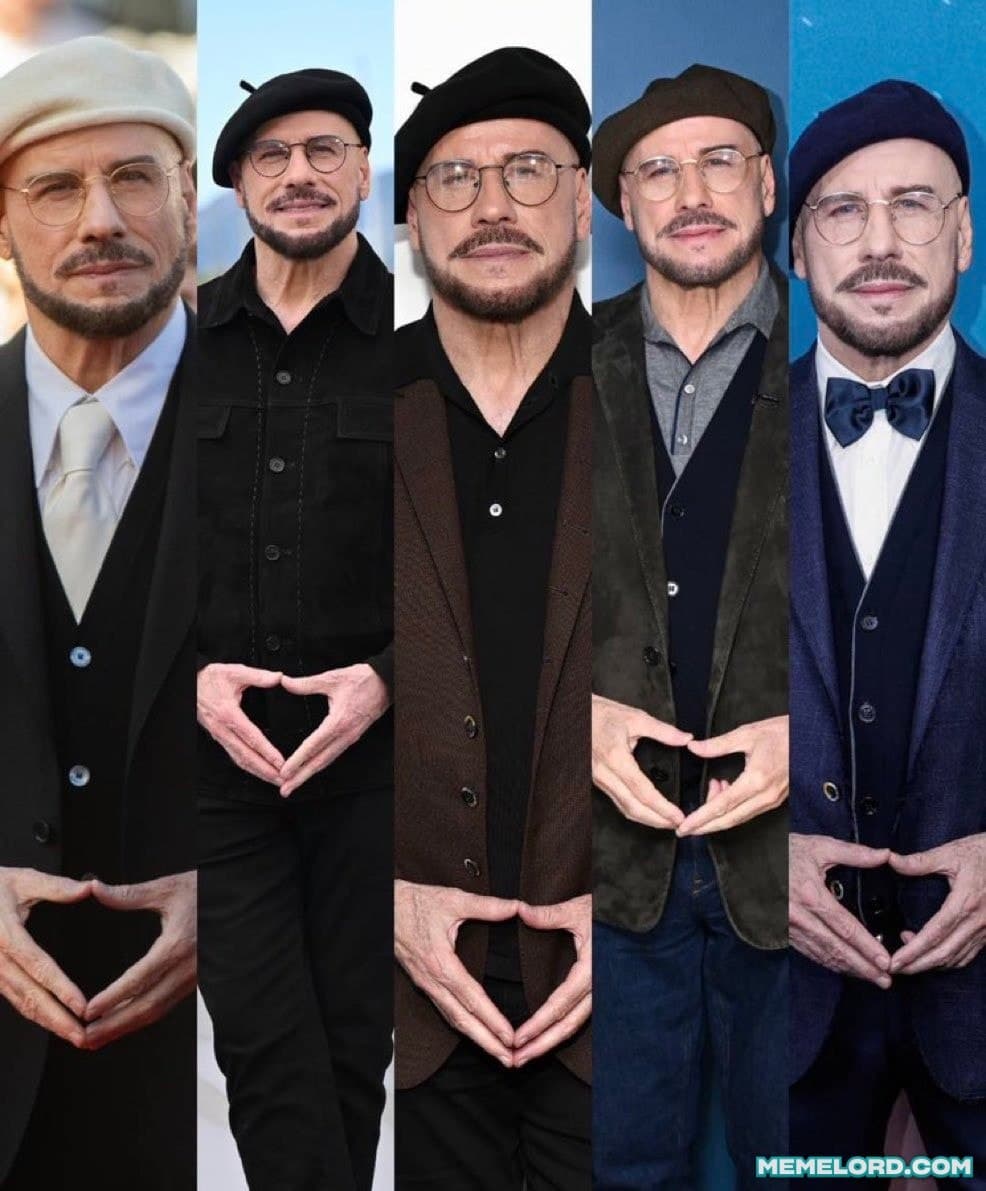 John Travolta berets hands collage meme template