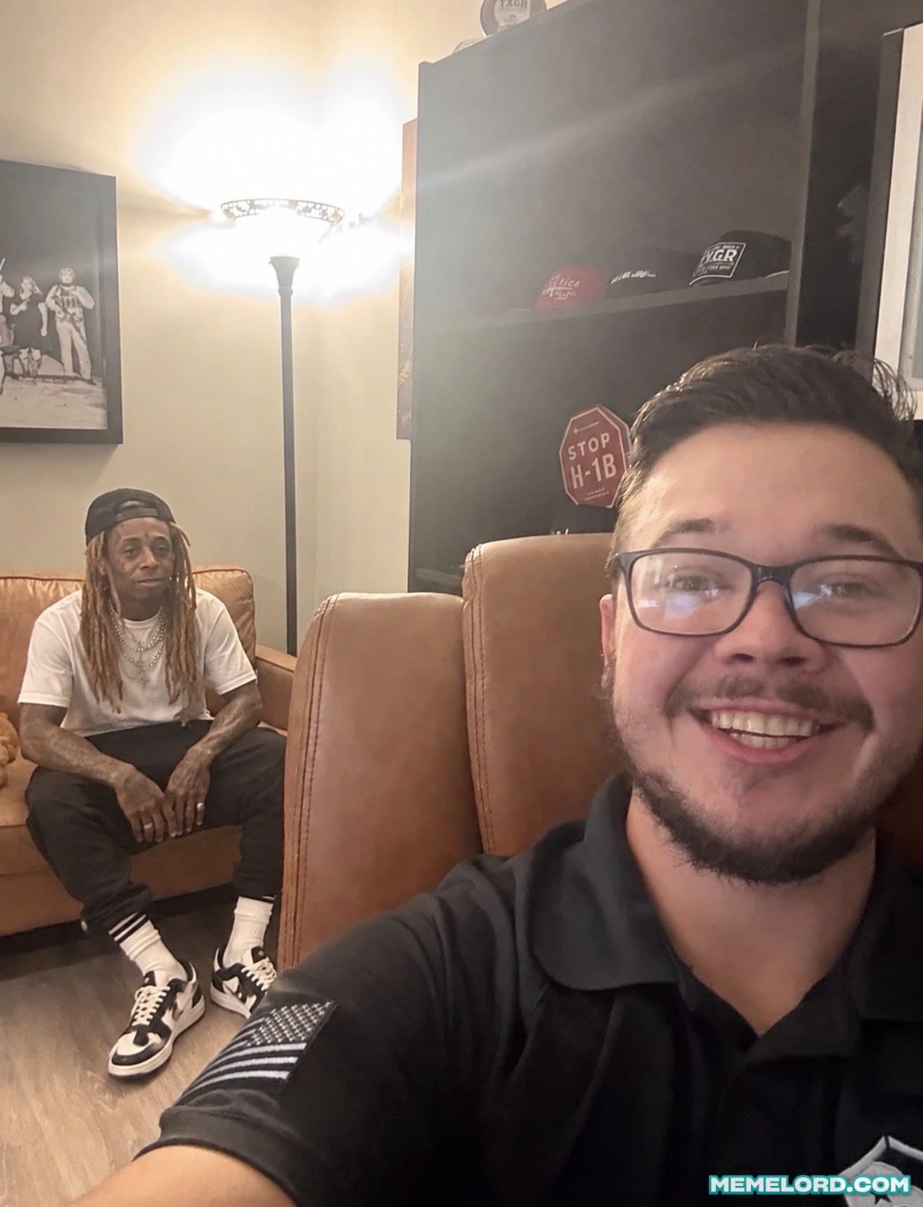 Kyle Rittenhouse selfie with Lil Wayne meme template