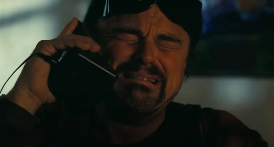 Leonardo DiCaprio crying on the phone "One Battle After Another"