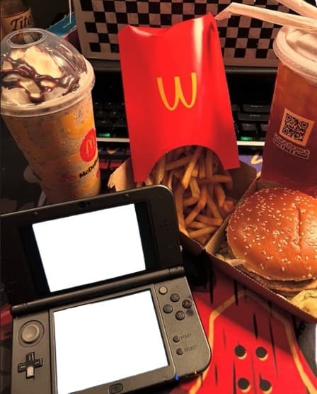 McDonalds meal next to 3DS (removed bg)
