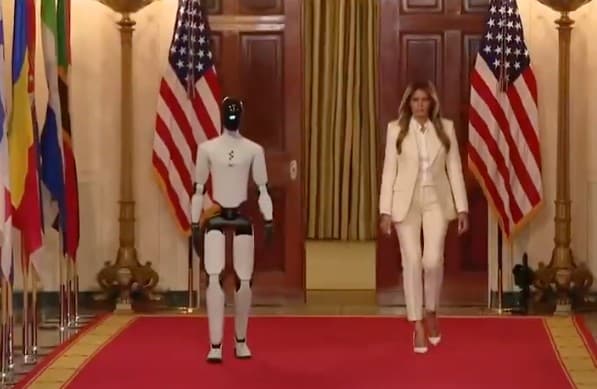 Melania Trump with a humanoid AI robot