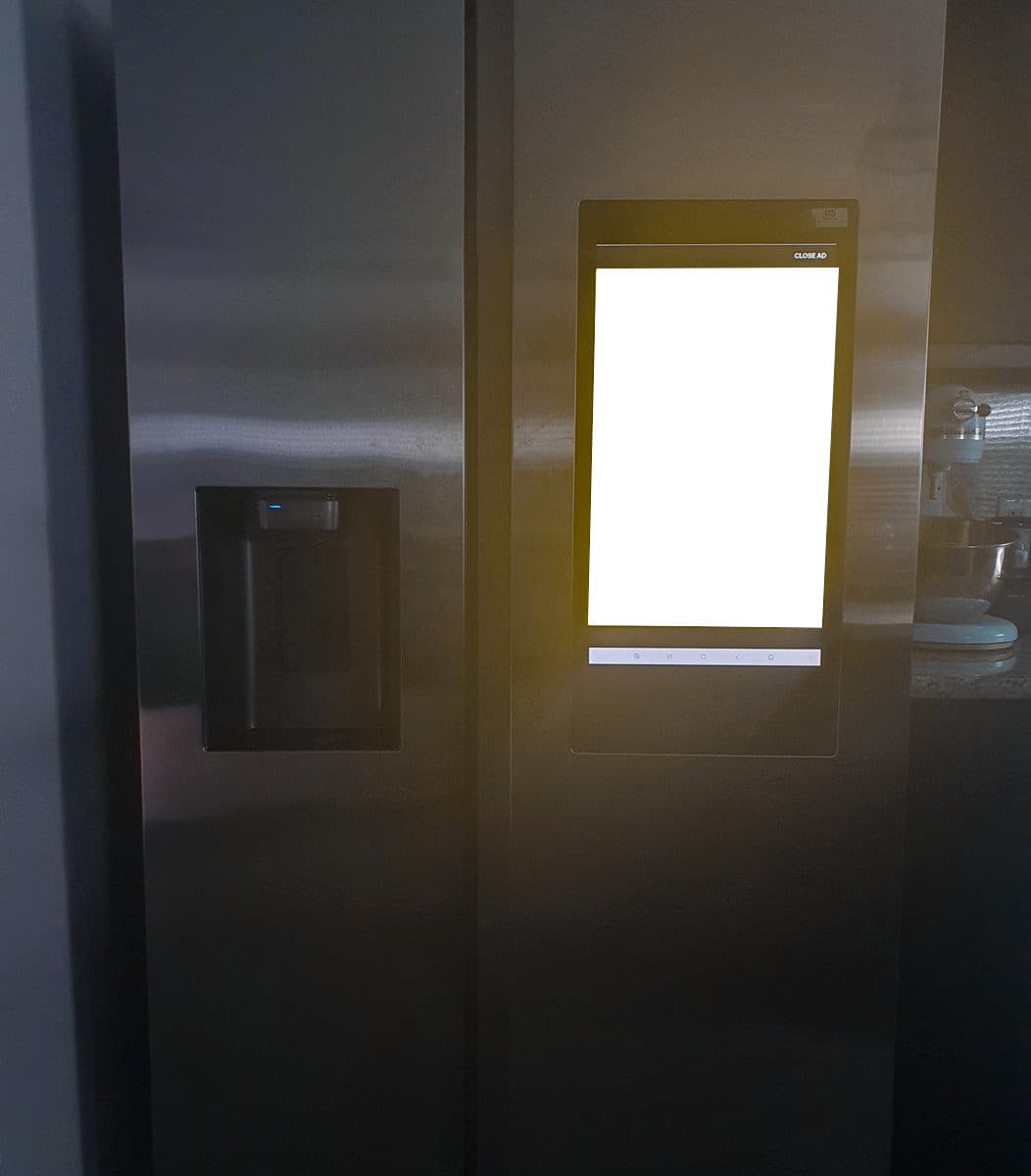 Pluribus ad displayed on a Samsung smart fridge (removed bg)