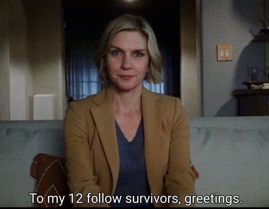Rhea Seehorn "To my 12 follow survivors, greetings" Pluribus