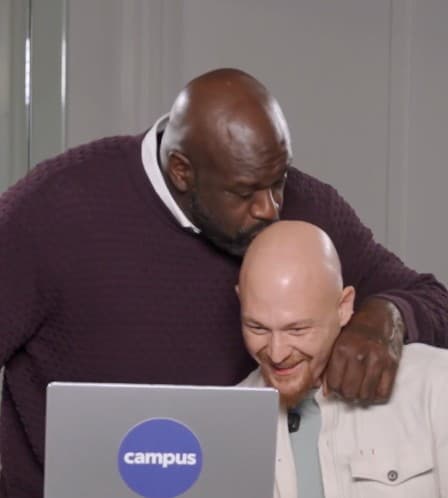 Shaq kissing Amjad Masad's head