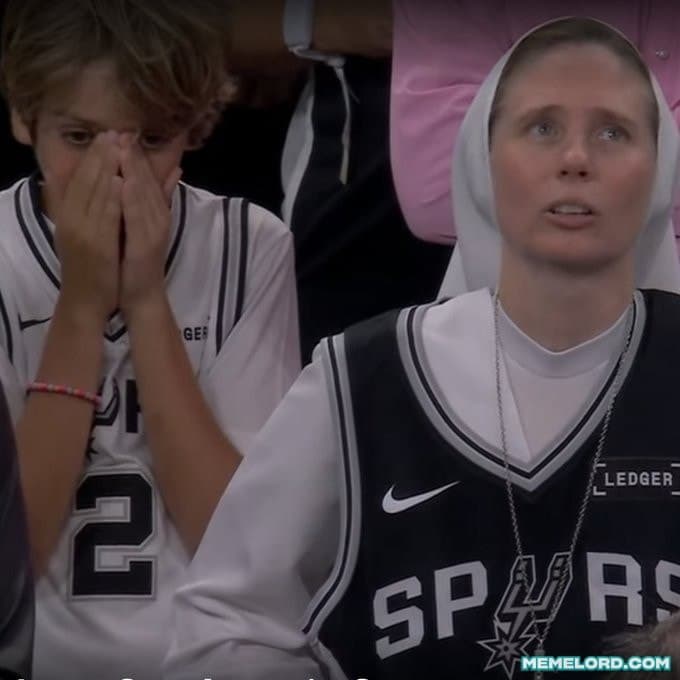 shocked kid sad nun meme template