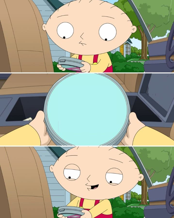 Stewie Griffin reacting to information Family Guy S24 meme template