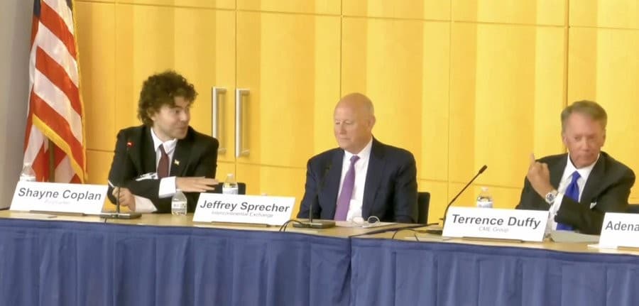 Terrence Duffy gives the middle finger to Polymarket CEO Shayne Coplan