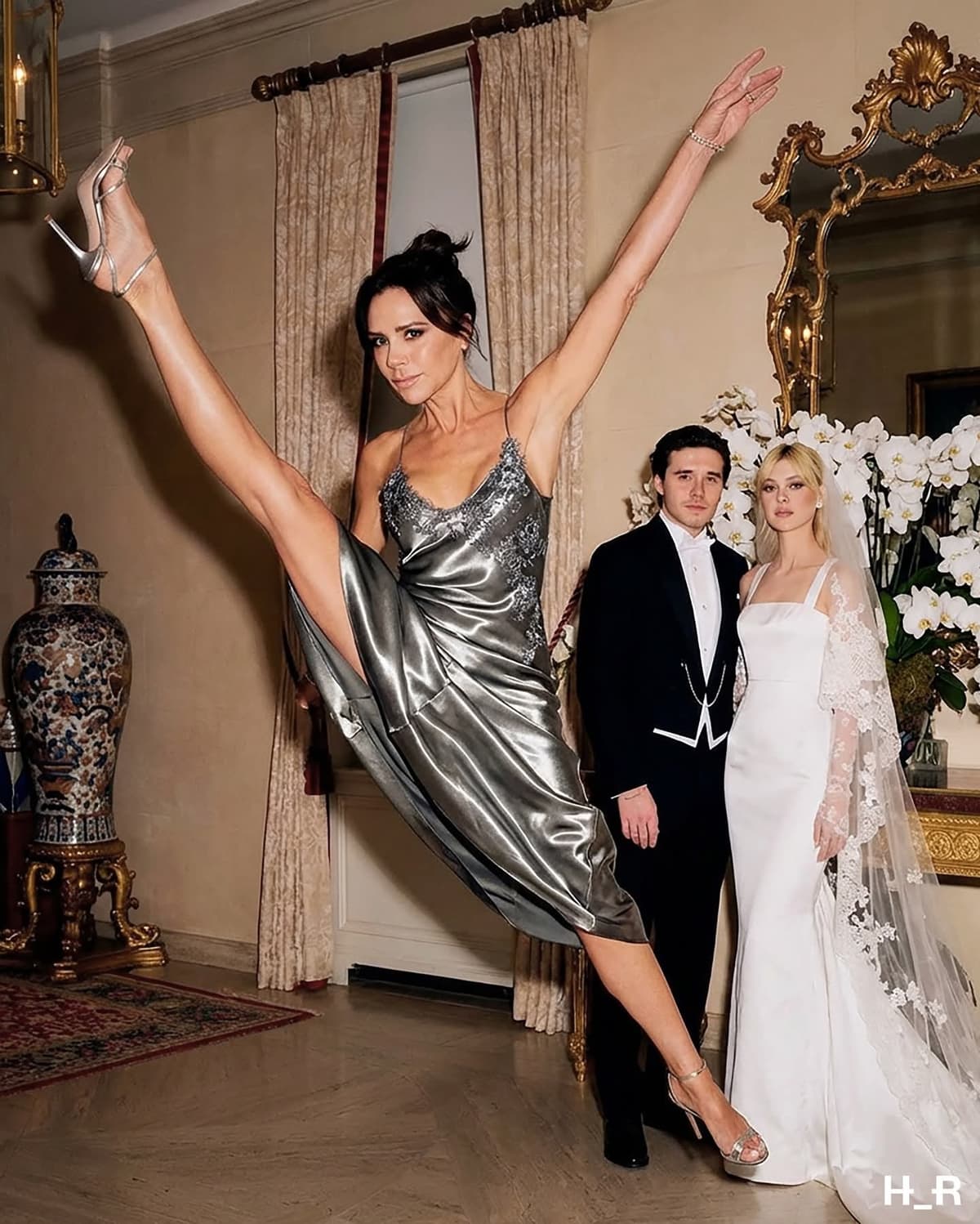 Victoria Beckham dancing inappropriately at son Brooklyn's wedding (AI generated)